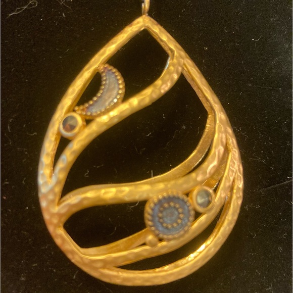 NWT Satya Necklace sun and moon amulet long gold tone large pendant statement - Picture 7 of 12